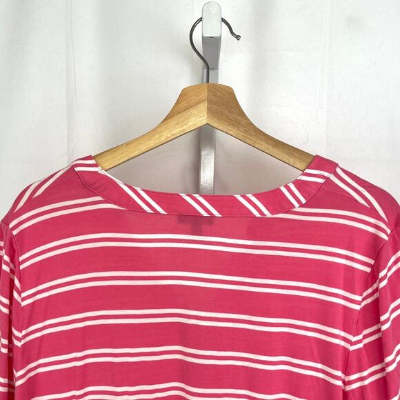 TALBOTS Striped 3/4 Sleeve Tunic Top Pullover Rayon Tencel Pink White 1X Plus - Picture 7 of 10